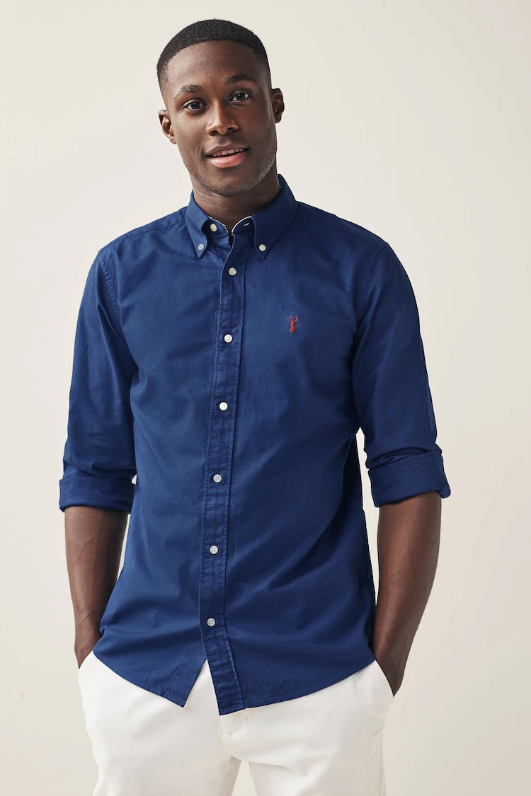 NEXT Cobalt Blue Slim Fit Long Sleeve Oxford Shirt