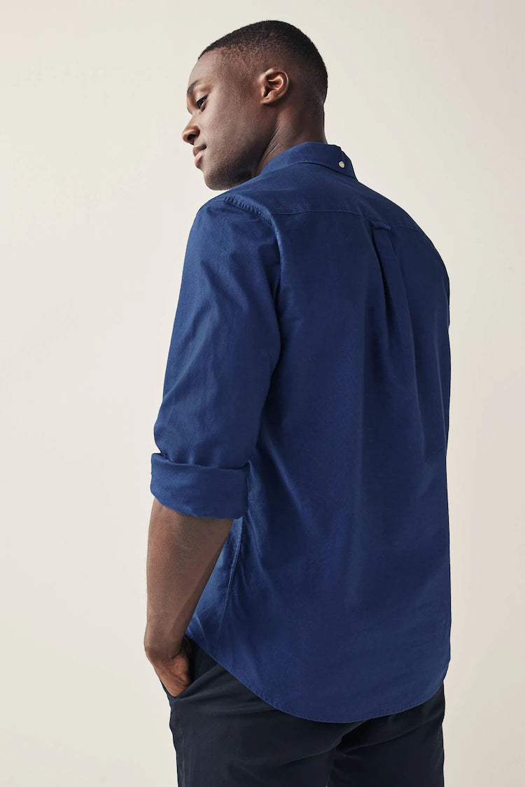 NEXT Cobalt Blue Slim Fit Long Sleeve Oxford Shirt