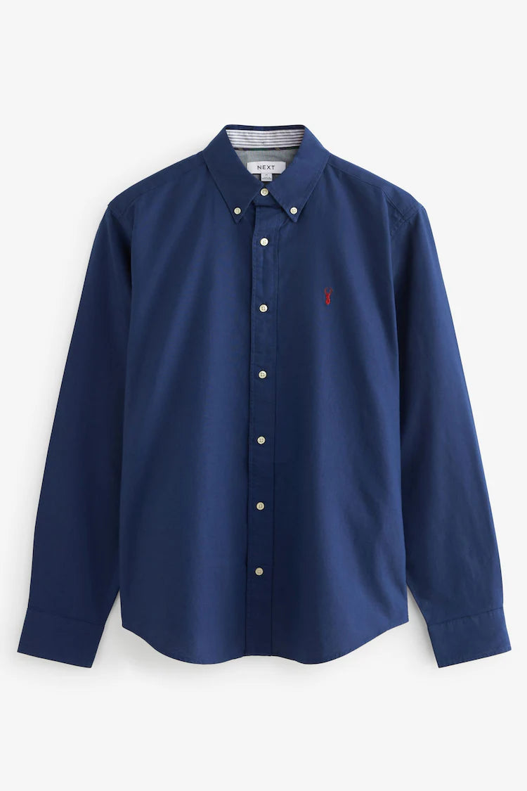 NEXT Cobalt Blue Slim Fit Long Sleeve Oxford Shirt