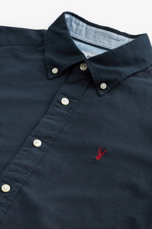 NEXT Navy Blue Slim Fit Long Sleeve Oxford Shirt