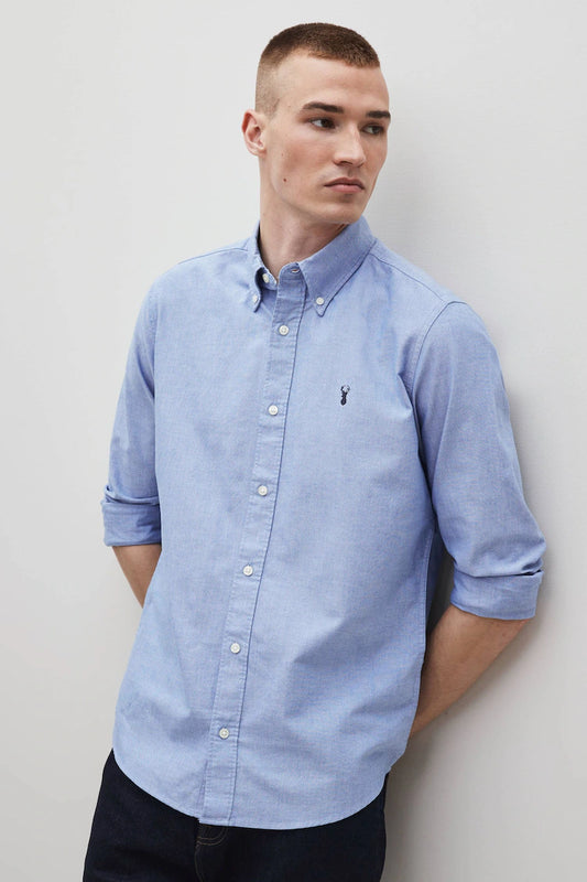 NEXT Light Blue Slim Fit Long Sleeve Oxford Shirt