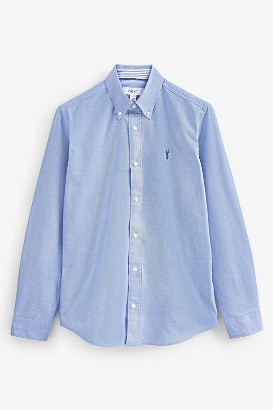 NEXT Light Blue Slim Fit Long Sleeve Oxford Shirt