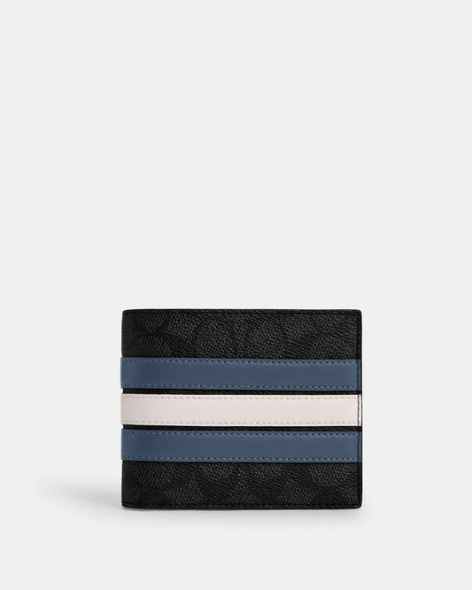 Coach 3 In 1 Wallet In Signature Canvas With Varsity Stripe