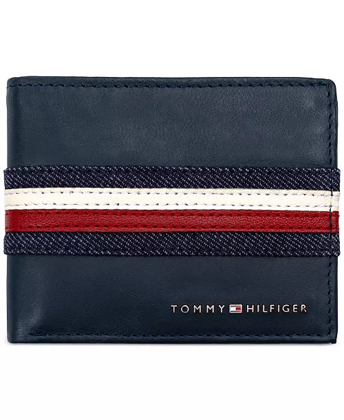 Tommy Hilfiger
Men's Denim Stripe Overlay Leather RFID Passcase Wallet