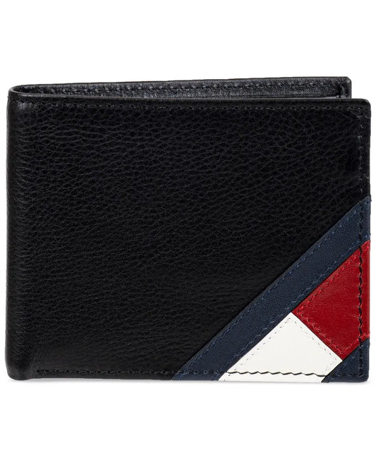 Tommy Hilfiger Men's Orson Ii Angled Flag Leather Rfid Passcase Wallet