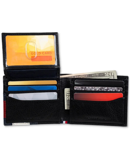 Tommy Hilfiger Men's Orson Ii Angled Flag Leather Rfid Passcase Wallet