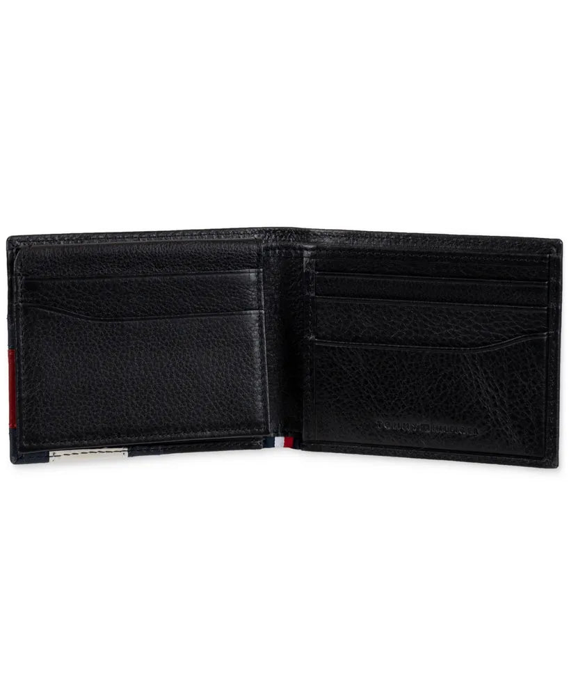 Tommy Hilfiger Men's Orson Ii Angled Flag Leather Rfid Passcase Wallet