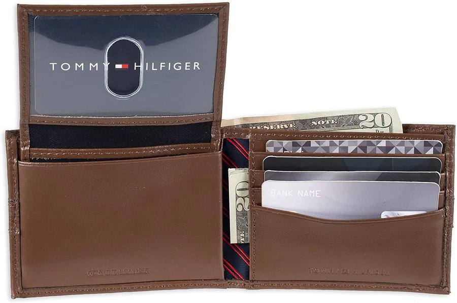 TOMMY HILFIGER LEATHER MEN'S WALLET RANGER PASS CASE - TAN