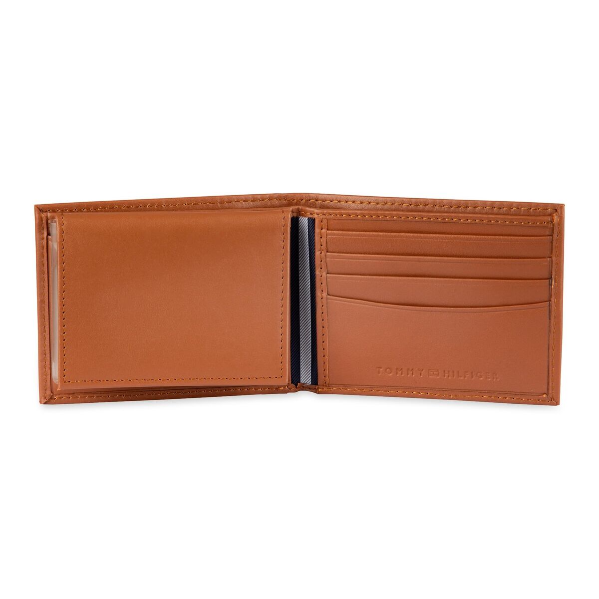 Tommy Hilfiger Men's Leather Wallet - Thin Sleek Casual Bifold With 6 Credit Card Pockets And Removable ID Window, British Tan