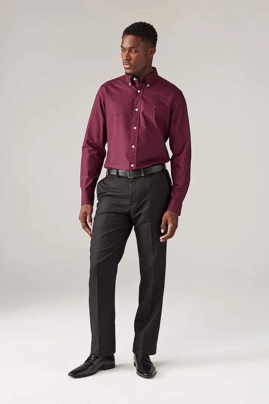 NEXT Burgundy Red Slim Fit Long Sleeve Oxford Shirt