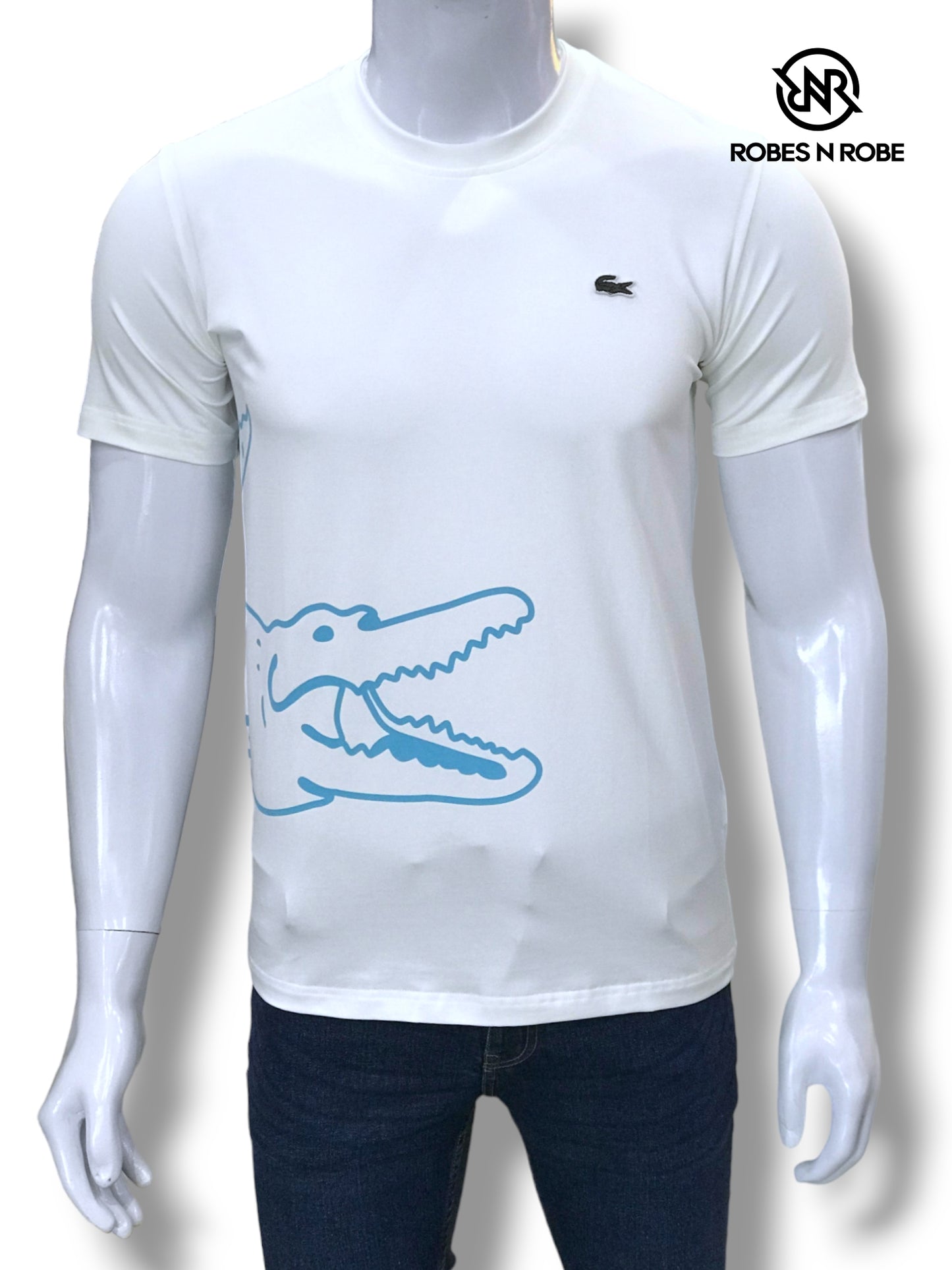 Lacoste Men's Wrap Around Crocodile Logo T-Shirt WHITE