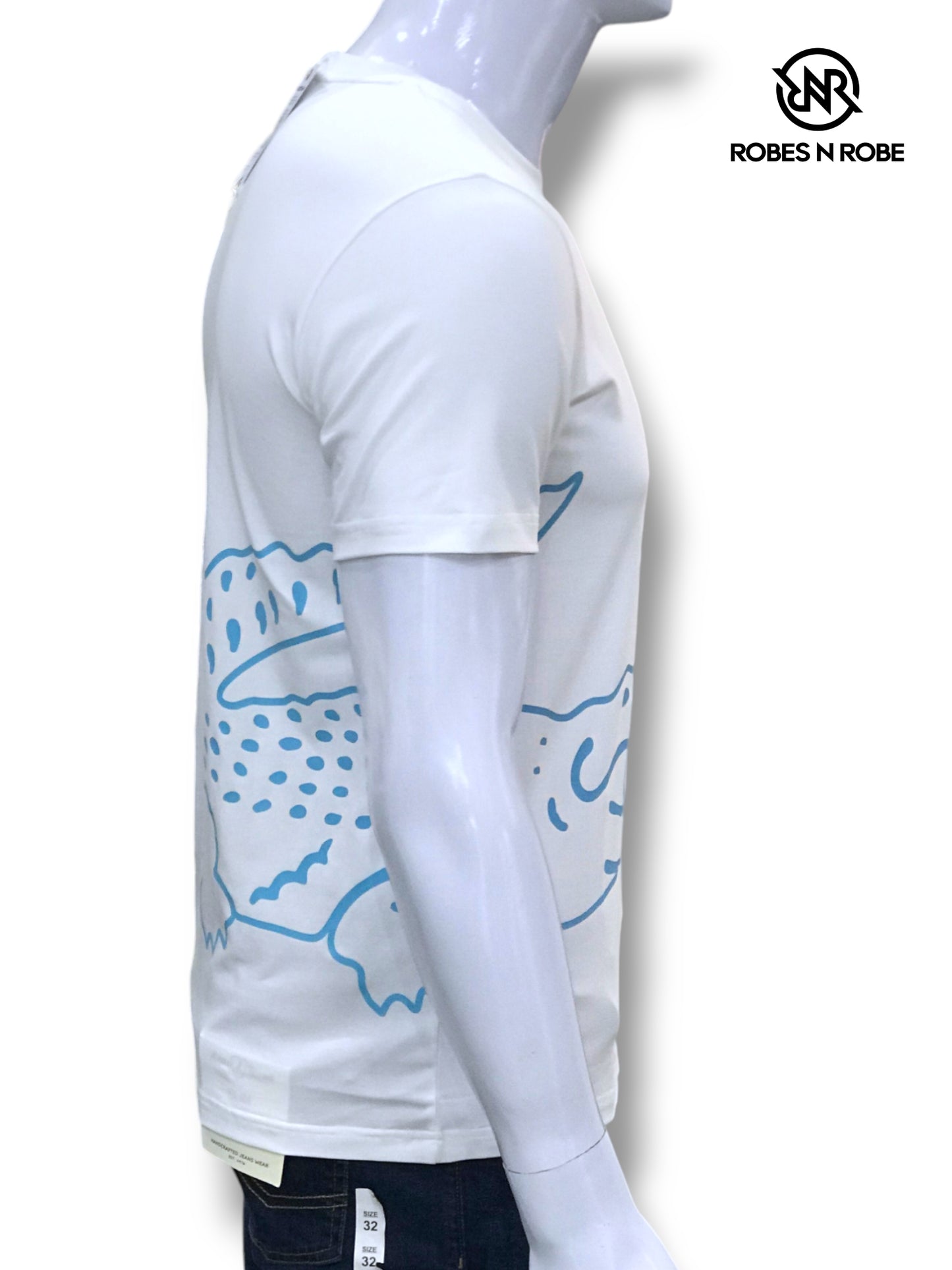 Lacoste Men's Wrap Around Crocodile Logo T-Shirt WHITE