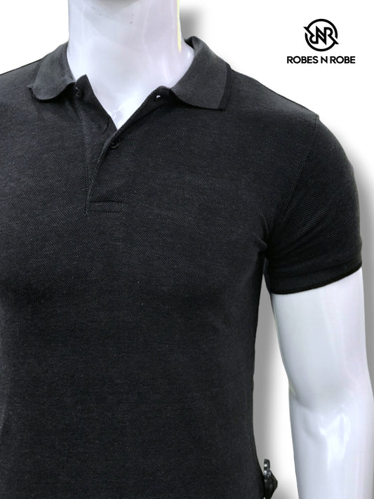 ZARA BASIC PIQUE POLO DARK GREY