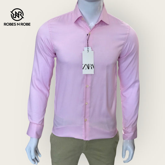 ZARA SOLID PINK SHIRT SLIM FIT