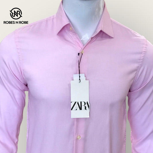 ZARA SOLID PINK SHIRT SLIM FIT