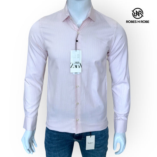 ZARA PINK STRIPE SLIM FIT SHIRT