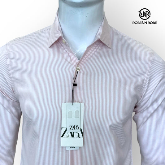 ZARA PINK STRIPE SLIM FIT SHIRT