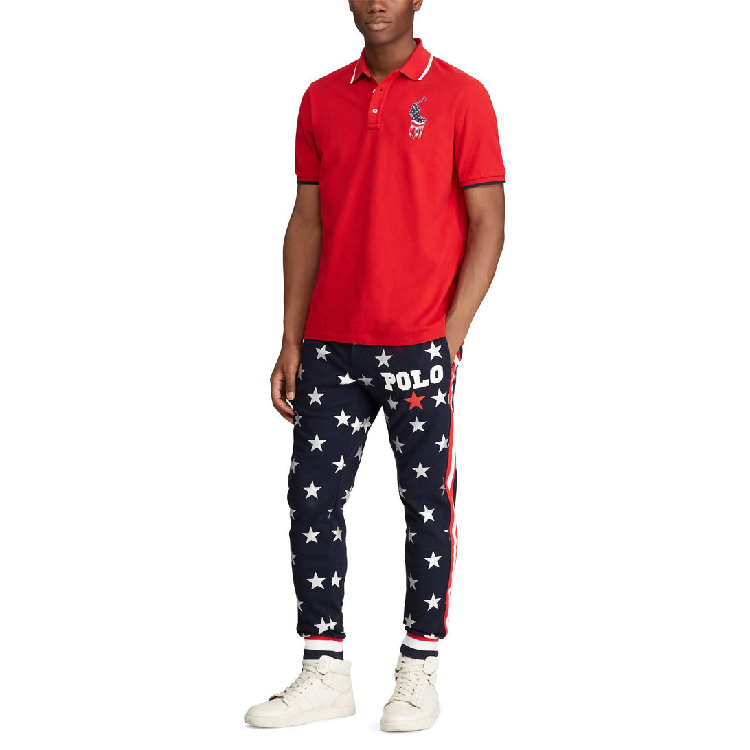 RALPH LAUREN USA FLAG LOGO RED POLO CLASSIC FIT